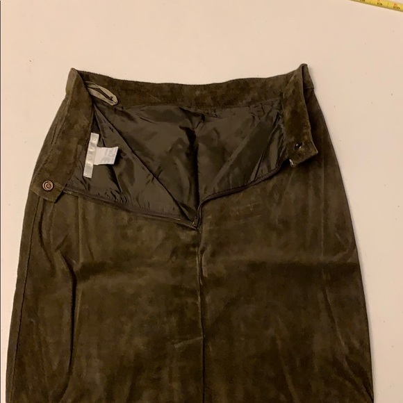 Vintage The Limited Olive Green Suede Skirt Sz 10 - Picture 3 of 8